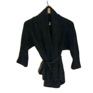 H&M Gray Short-Sleeve Belted Open-Face Cardigan